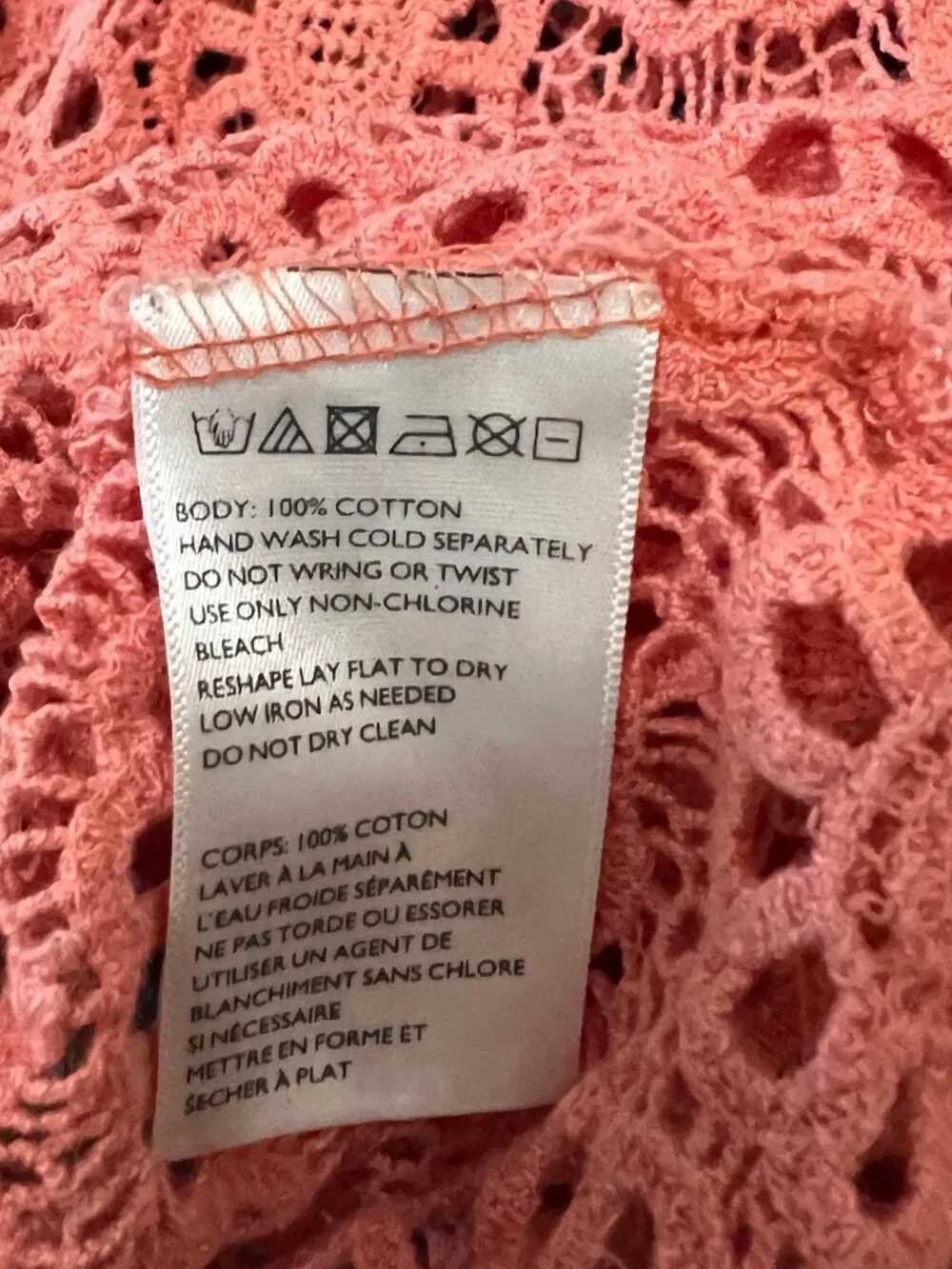 Anthropologie Pins and Needles Pink Crochet Knit Sweater Tank Top Women's Medium - Picture 4 of 7